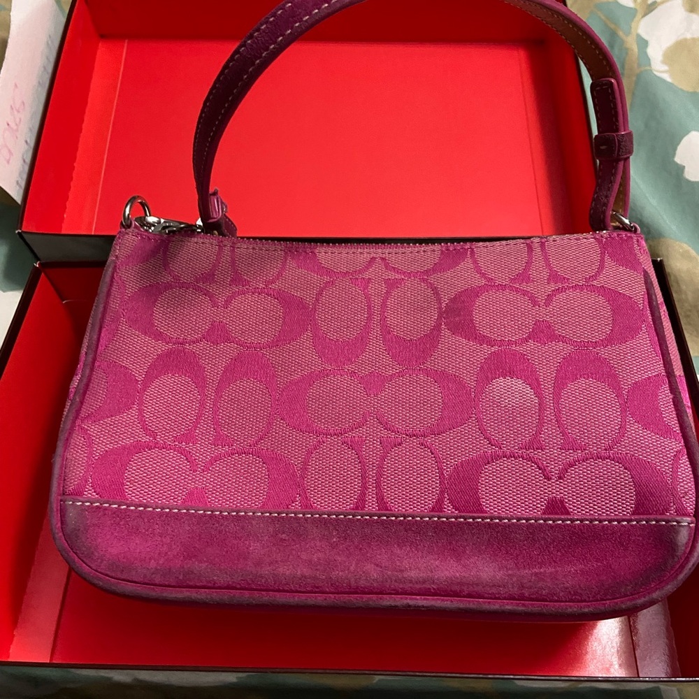 Coach Ultra Rare Vintage Pink Demi Mini bag Signature and Suede